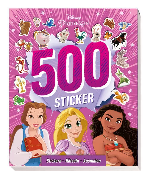 Cover: Disney Prinzessin: 500 Sticker - Stickern - Rätseln - Ausmalen