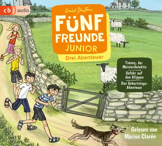 Cover: Fünf Freunde JUNIOR - Drei Abenteuer - Timmy, der Meisterdetektiv. Gefahr auf den Klippen. Das Geburtstags-Abenteuer