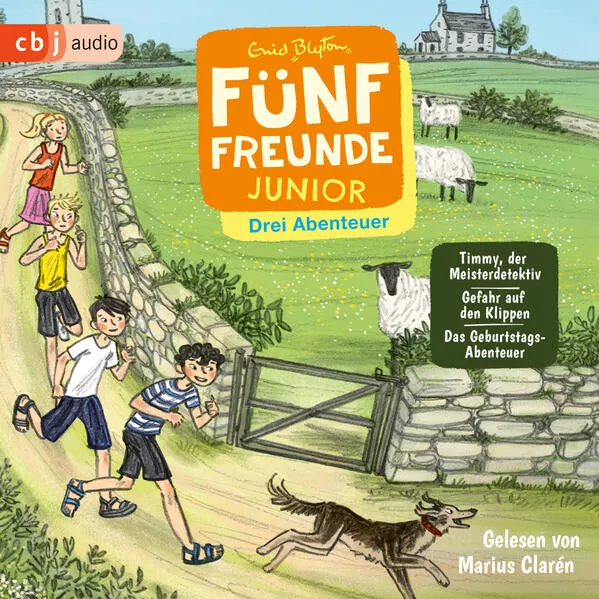 Cover: Fünf Freunde JUNIOR - Drei Abenteuer - Timmy, der Meisterdetektiv. Gefahr auf den Klippen. Das Geburtstags-Abenteuer
