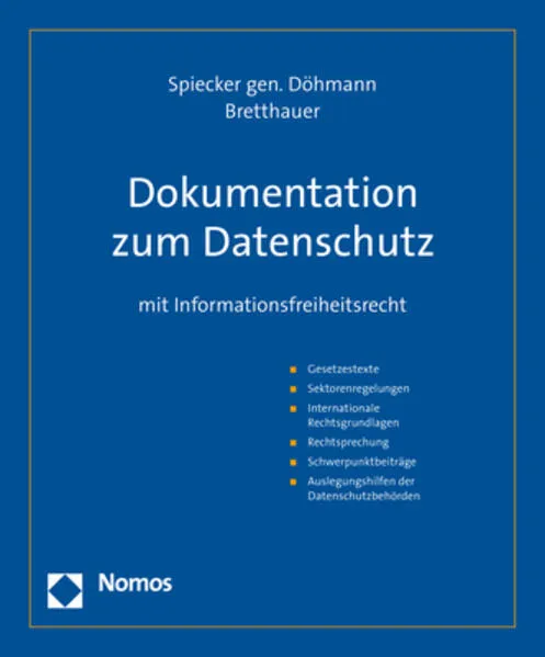 Cover: Dokumentation zum Datenschutz