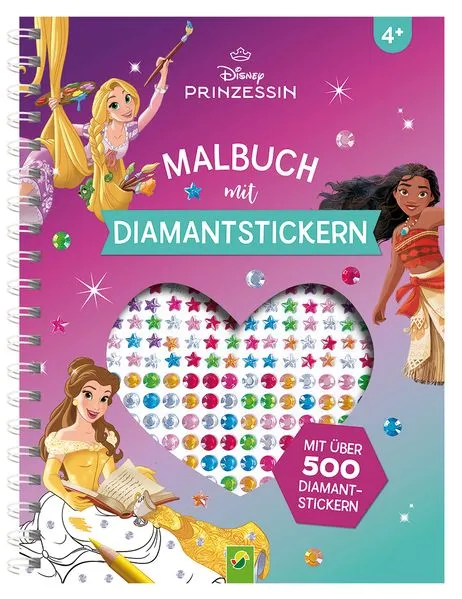 Cover: Disney Prinzessin Malbuch mit Diamantstickern | Malspaß mit über 500 funkelnden Glitzersteinen