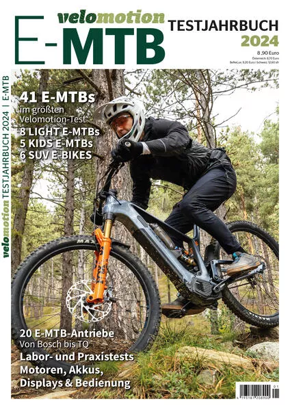 Cover: E-MTB Velomotion Testjahrbuch 2024