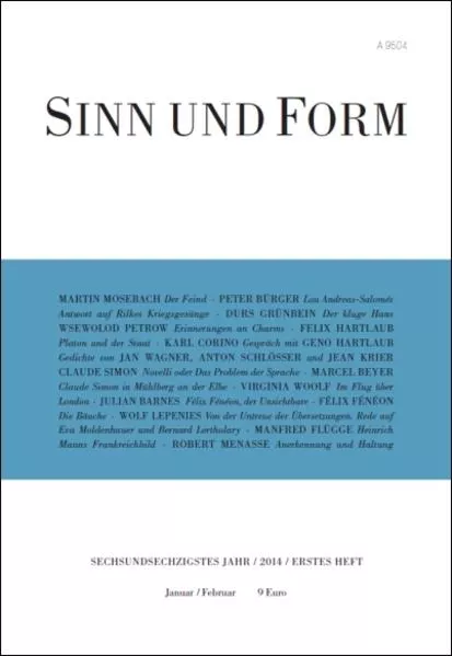 Cover: Sinn und Form 1/2014