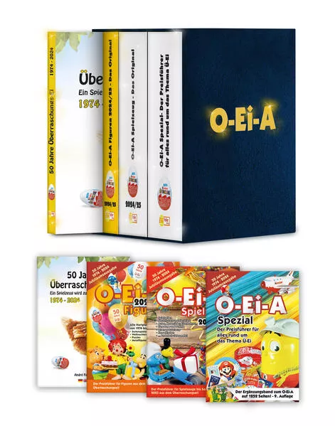 Das O-Ei-A 3er Bundle 2024/25 - Die Jubiläumsausgabe! – O-Ei-A Figuren, O-Ei-A Spielzeug und O-Ei-A Spezial sowie das Buch „50 Jahre Überraschungs-Ei“</a>