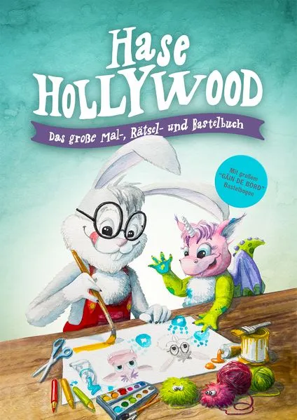 Cover: Hase Hollywood – Das große Mal-, Rätsel- und Bastelbuch