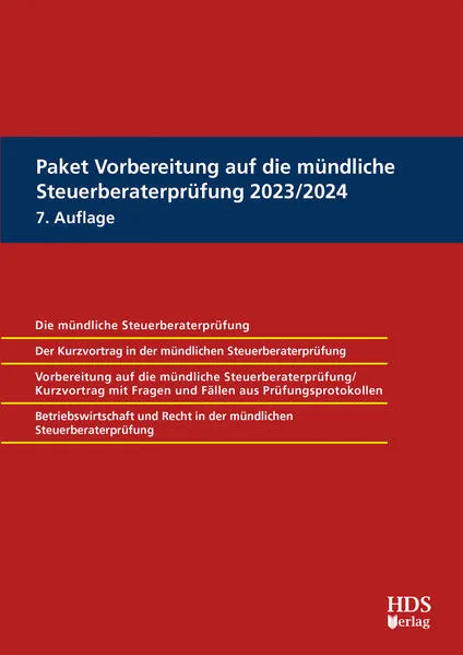 Cover: Paket Vorbereitung auf die mündliche Steuerberaterprüfung 2023/2024