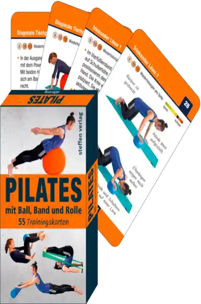 Trainingskarten: Pilates mit Ball, Band und Rolle