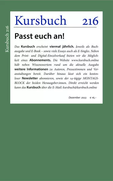 Cover: Kursbuch 216