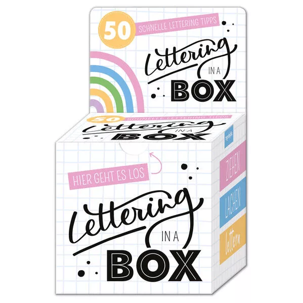 Cover: Lettering in a Box - 50 schnelle Letteringtipps - ziehen lachen lettern