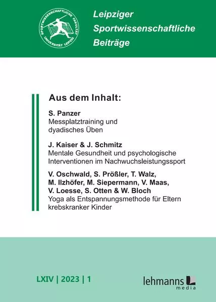 Cover: Leipziger Sportwissenschaftliche Beiträge