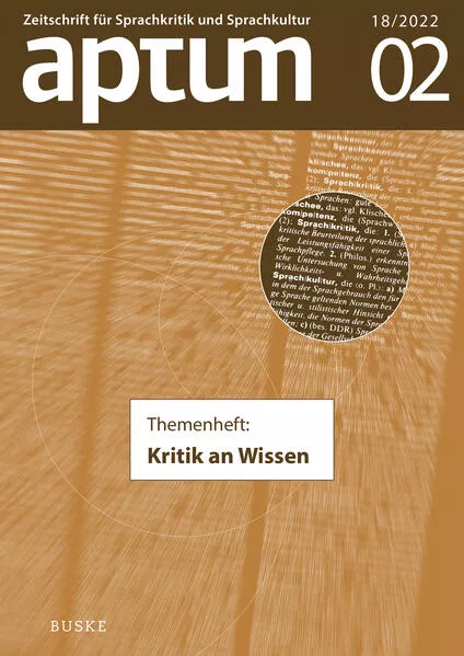 Cover: Aptum, Zeitschrift für Sprachkritik und Sprachkultur 18. Jahrgang. 2022, Heft 2