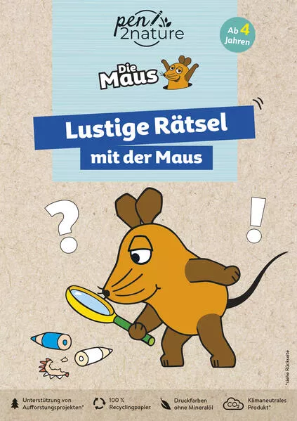Cover: Lustige Rätsel mit der Maus. Bunter Rätselblock für Kinder ab 4 Jahren