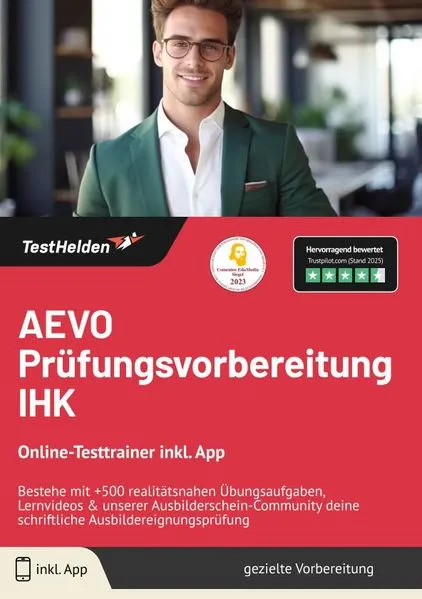 AEVO Prüfungsvorbereitung IHK: Online-Testtrainer inkl. App | Bestehe mit +500 realitätsnahen Übungsaufgaben, Lernvideos & unserer Ausbilderschein-Community deine schriftliche Ausbildereignungsprüfung
