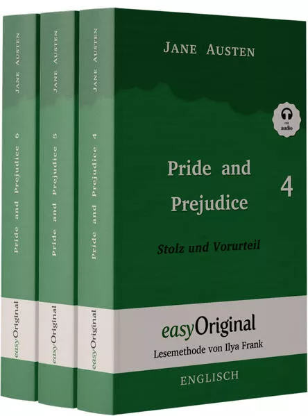 Cover: Pride and Prejudice / Stolz und Vorurteil - Teile 4-6 Softcover (Buch + 3 MP3 Audio-CD) - Lesemethode von Ilya Frank - Zweisprachige Ausgabe Englisch-Deutsch