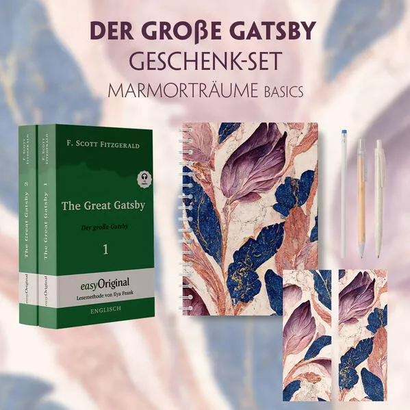 Cover: Der Große Gatsby Geschenkset - 2 Bücher (mit Audio-Online) + Marmorträume Schreibset Basics