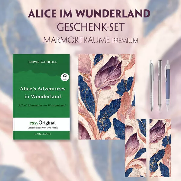 Alice im Wunderland Geschenkset (Softcover + Audio-Online) + Marmorträume Premium