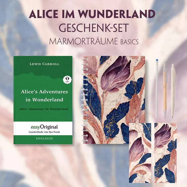 Cover: Alice im Wunderland Geschenkset (Hardcover + Audio-Online) + Marmorträume Basics