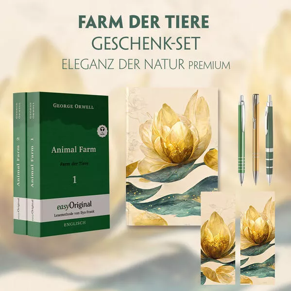 Farm der Tiere Geschenkset - 2 Teile (Buch + Audio-Online) + Eleganz der Natur Schreibset Premium