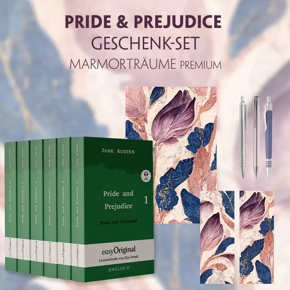 Cover: Stolz und Vorurteil Geschenkset - 6 Bücher (Softcover + Audio-Online) + Marmorträume Schreibset Premium