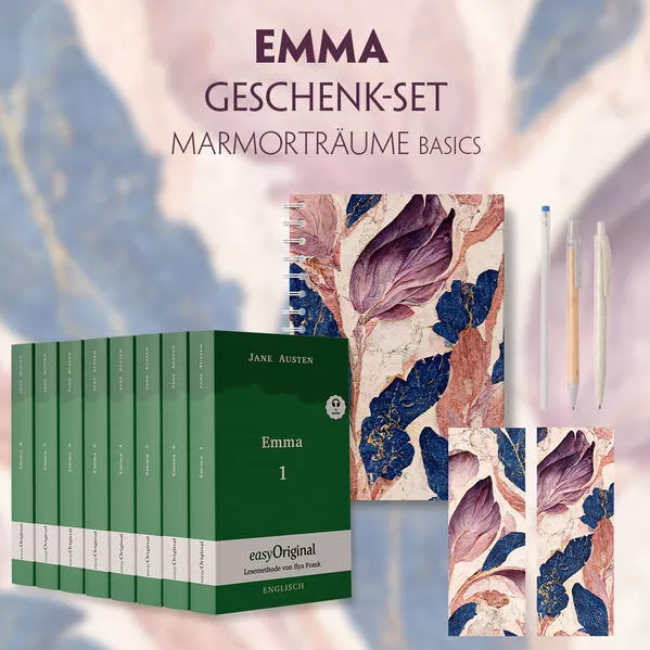 Cover: Emma Geschenkset - 8 Bücher (Softcover + Audio-Online) + Marmorträume Schreibset Basics
