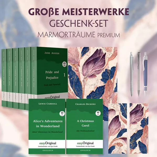Cover: Große Meisterwerke Geschenkset - 8 Bücher (Softcover+ Audio-Online) + Marmorträume Schreibset Premium
