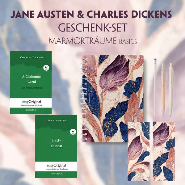 Jane Austen & Charles Dickens Geschenkset - 2 Bücher (Softcover+ Audio-Online) + Marmorträume Schreibset Basics</a>