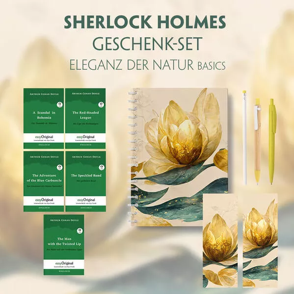 Cover: Sherlock Holmes Geschenkset - 5 Bücher (mit Audio-Online) + Eleganz der Natur Schreibset Basics