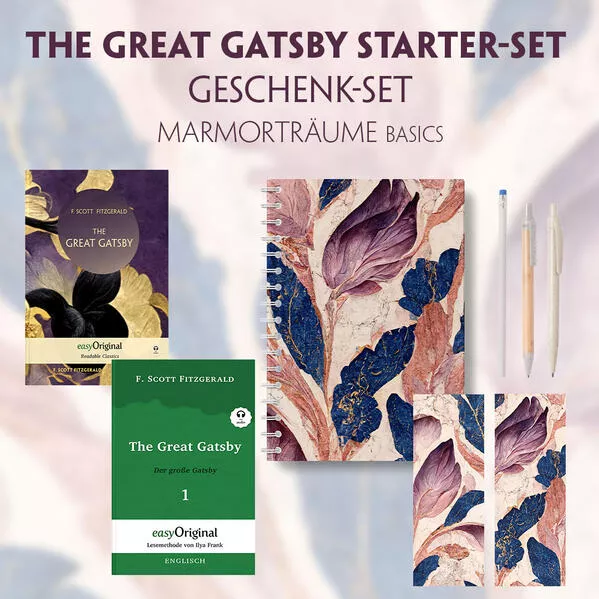 Cover: The Great Gatsby Starter-Paket Geschenkset 2 Bücher (mit Audio-Online) + Marmorträume Schreibset Basics