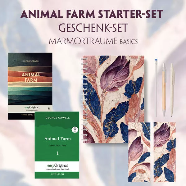 Cover: Animal Farm Starter-Paket Geschenkset 2 Bücher (mit Audio-Online) + Marmorträume Schreibset Basics