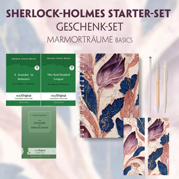 Cover: The Adventures of Sherlock Holmes Starter-Paket Geschenkset (mit Audio-Online) + Marmorträume Schreibset Basics