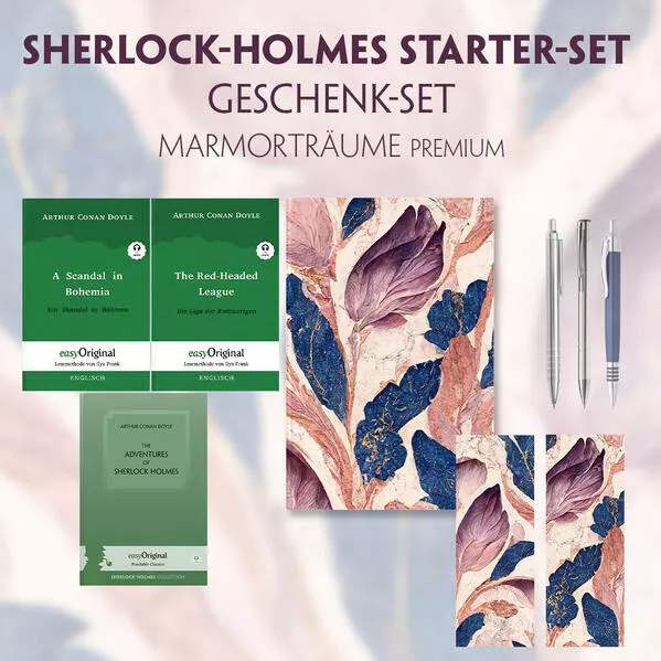 Cover: The Adventures of Sherlock Holmes Starter-Paket Geschenkset (mit Audio-Online) + Marmorträume Schreibset Premium