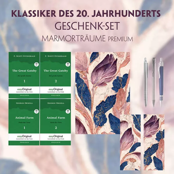 Cover: Klassiker des 20. Jahrhunderts Geschenkset - 4 Bücher (mit Audio-Online) + Marmorträume Schreibset Premium