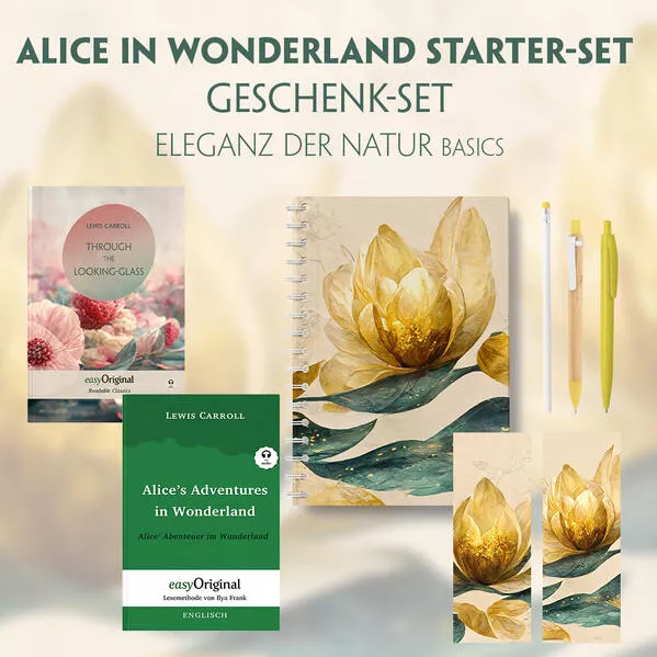 Cover: Alice im Wunderland Starter-Paket Geschenkset - 2 Bücher (mit Audio-Online) + Eleganz der Natur Schreibset Basics