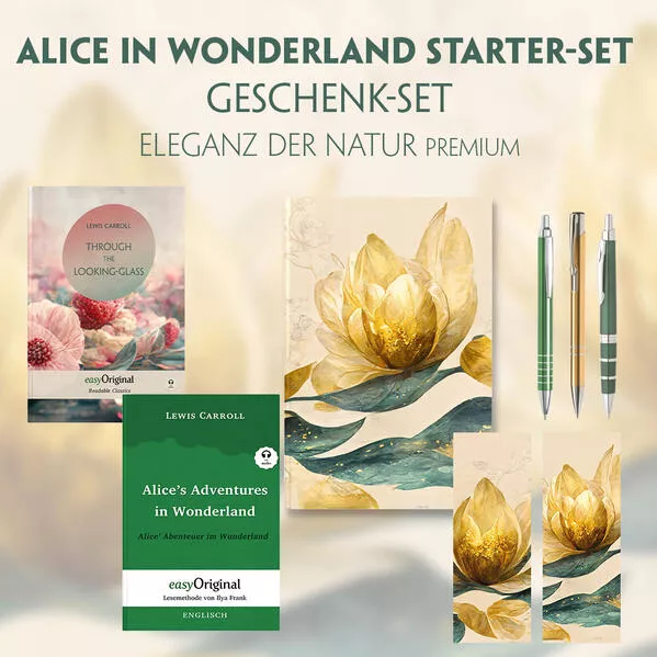 Cover: Alice im Wunderland Starter-Paket Geschenkset - 2 Bücher (mit Audio-Online) + Eleganz der Natur Schreibset Premium