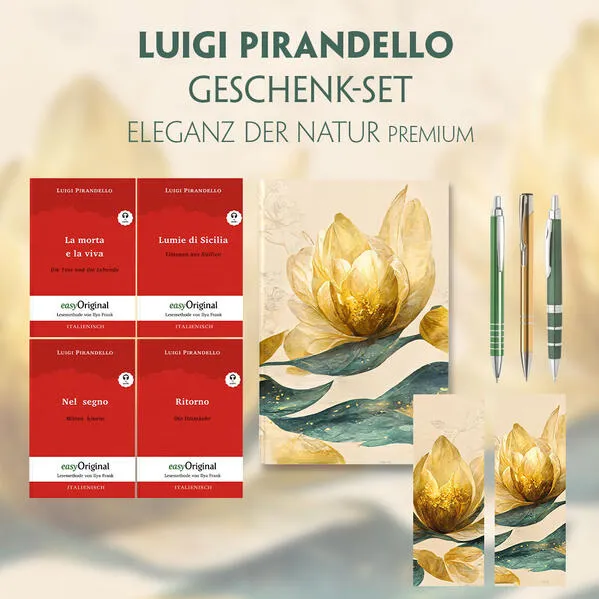 Cover: Luigi Pirandello Geschenkset - 4 Bücher (mit Audio-Online) + Eleganz der Natur Schreibset Premium