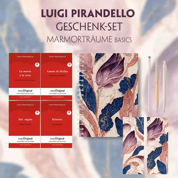 Cover: Luigi Pirandello Geschenkset - 4 Bücher (mit Audio-Online) + Marmorträume Schreibset Basics