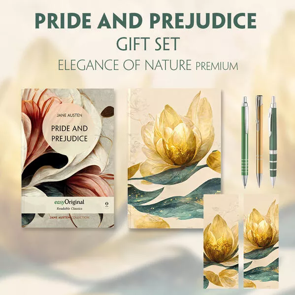 Cover: Pride and Prejudice (with audio-online) Readable Classics Geschenkset + Eleganz der Natur Schreibset Premium