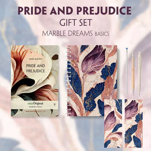 Cover: Pride and Prejudice (with audio-online) Readable Classics Geschenkset + Marmorträume Schreibset Basics