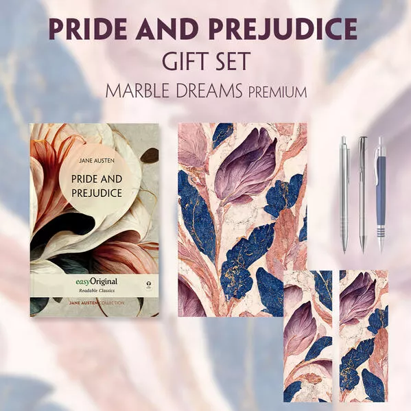 Cover: Pride and Prejudice (with audio-online) Readable Classics Geschenkset + Marmorträume Schreibset Premium