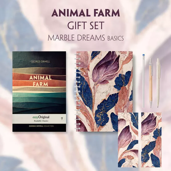 Cover: Animal Farm (with audio-online) Readable Classics Geschenkset + Marmorträume Schreibset Basics