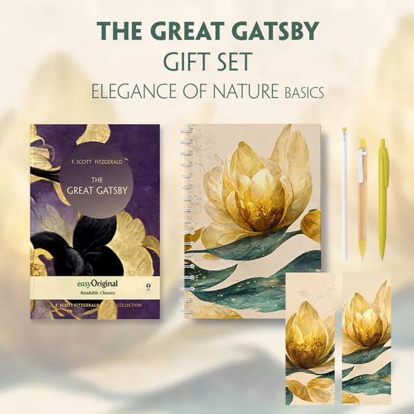 Cover: The Great Gatsby (with audio-online) Readable Classics Geschenkset + Eleganz der Natur Schreibset Basics