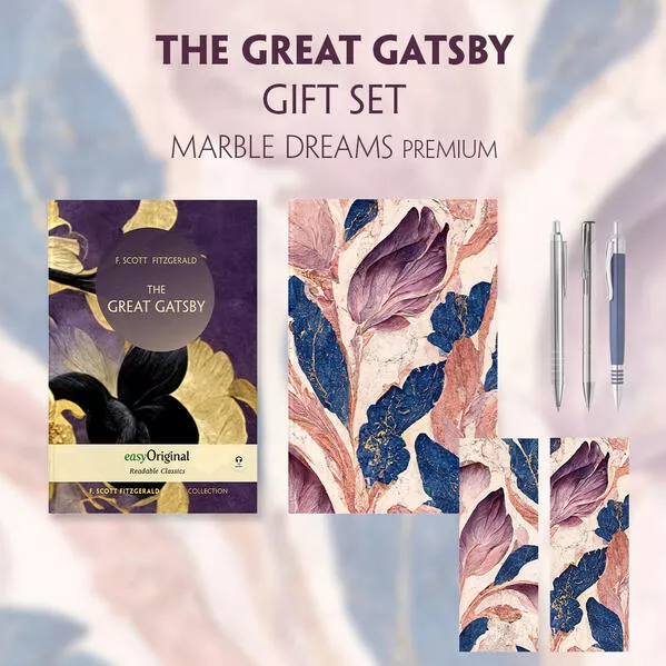 Cover: The Great Gatsby (with audio-online) Readable Classics Geschenkset + Marmorträume Schreibset Premium