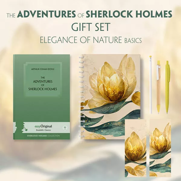 Cover: The Adventures of Sherlock Holmes (with audio-online) Readable Classics Geschenkset + Eleganz der Natur Schreibset Basics