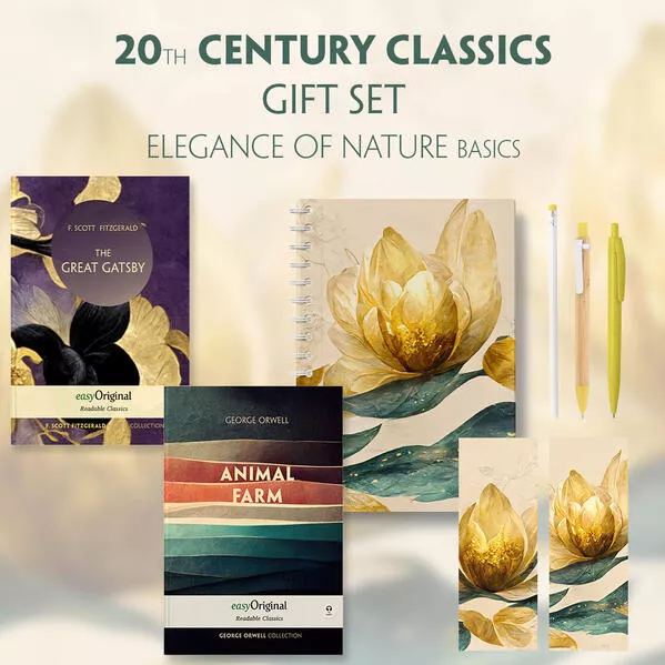 20th Century Classics Books-Set (with audio-online) Readable Classics Geschenkset + Eleganz der Natur Schreibset Basics