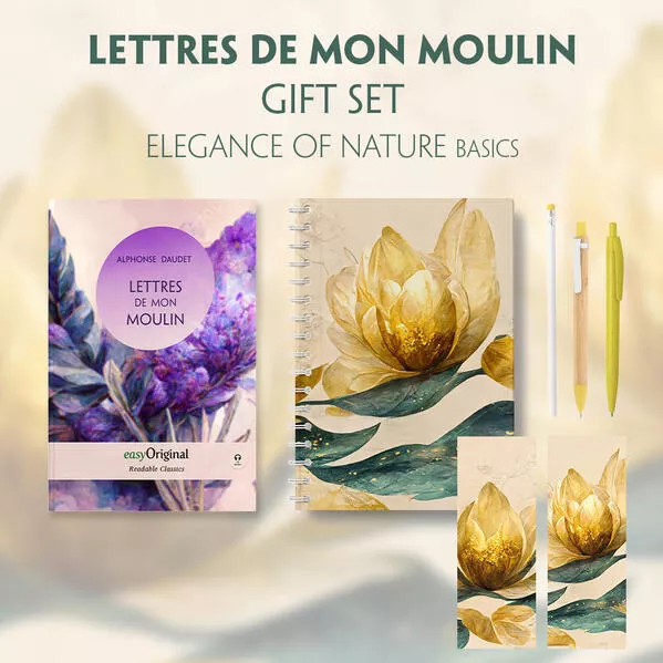 Lettres de mon Moulin (with audio-online) Readable Classics Geschenkset + Eleganz der Natur Schreibset Basics