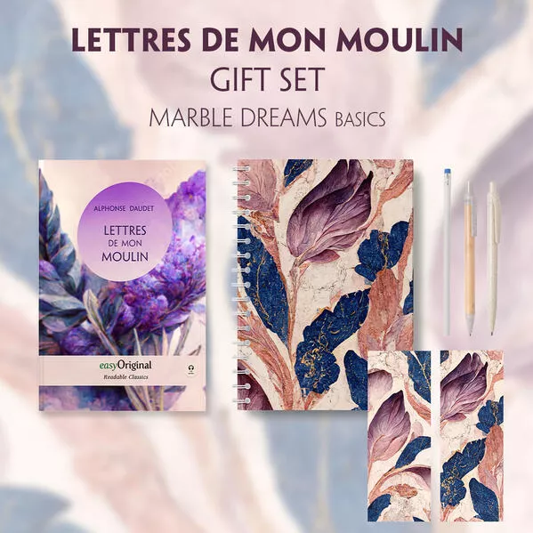 Cover: Lettres de mon Moulin (with audio-online) Readable Classics Geschenkset + Marmorträume Schreibset Basics