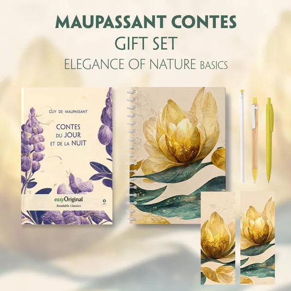 Contes du jour et de la nuit (with audio-online) Readable Classics Geschenkset + Eleganz der Natur Schreibset Basics