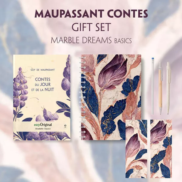 Cover: Contes du jour et de la nuit (with audio-online) Readable Classics Geschenkset + Marmorträume Schreibset Basics