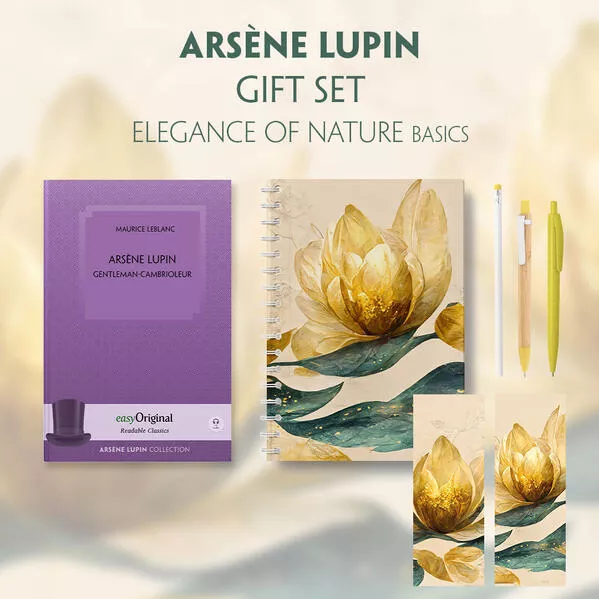 Cover: Arsène Lupin, gentleman-cambrioleur (with audio-online) Readable Classics Geschenkset + Eleganz der Natur Schreibset Basics
