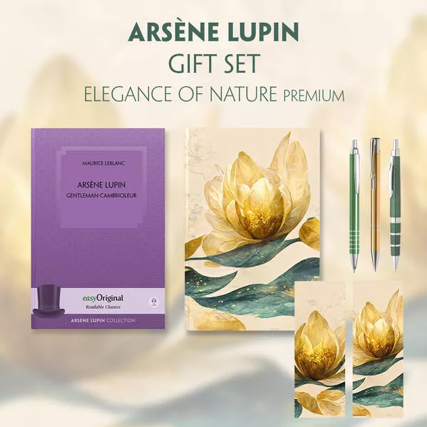 Cover: Arsène Lupin, gentleman-cambrioleur (with audio-online) Readable Classics Geschenkset + Eleganz der Natur Schreibset Premium